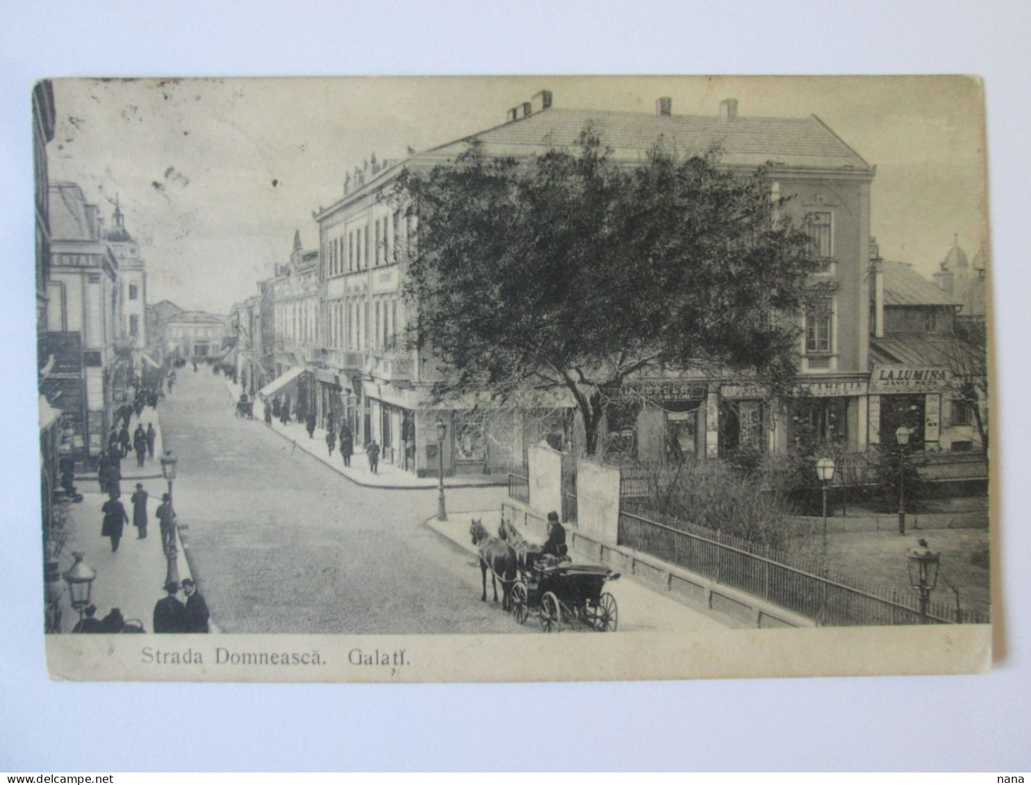 Romania-Galați:Rue Princiere,magasins C.p.voyage 1909/Princely Street,shops 1909 Mailed Postcard - Roemenië