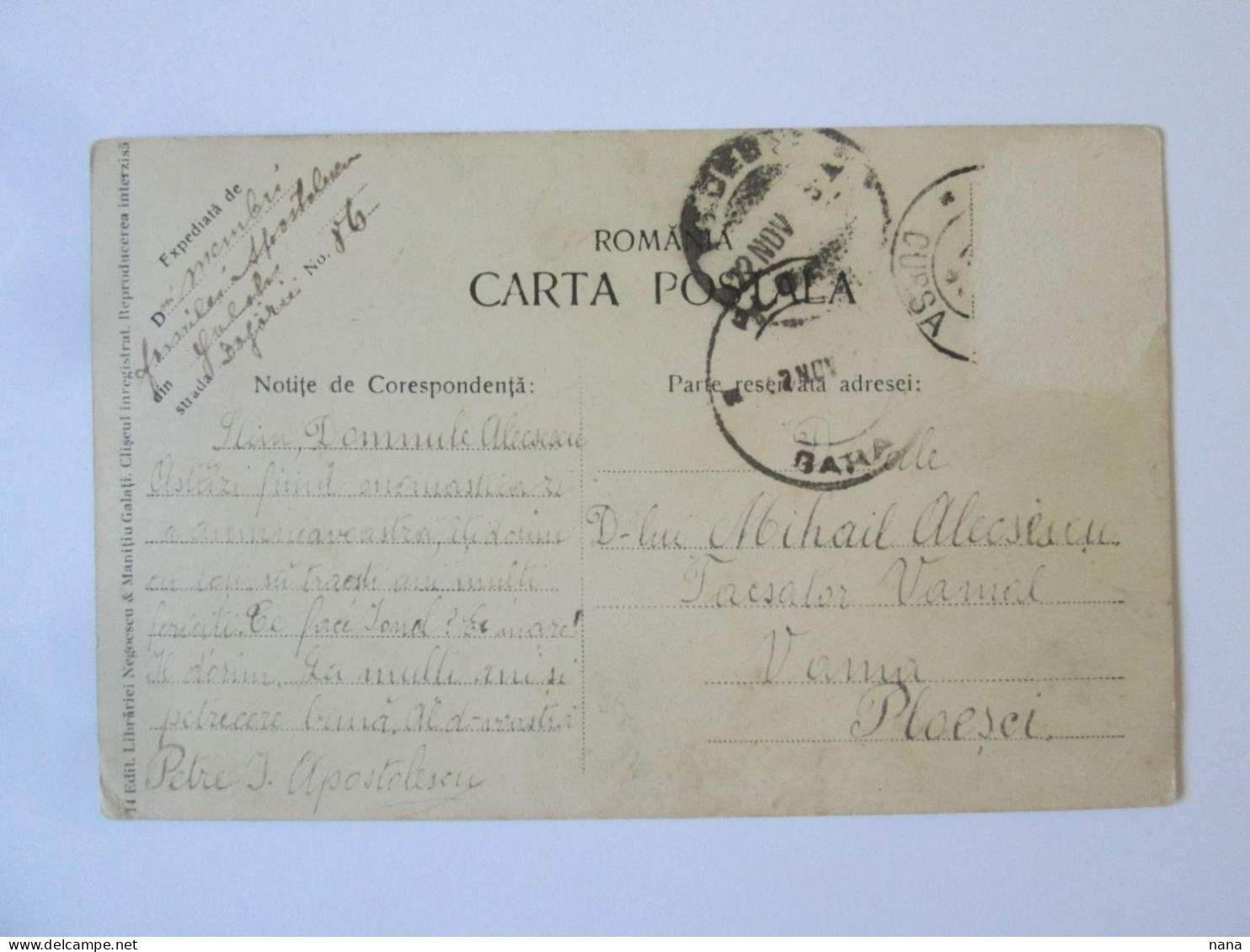 Romania-Galați:Rue Princiere,magasins C.p.voyage 1909/Princely Street,shops 1909 Mailed Postcard - Rumänien