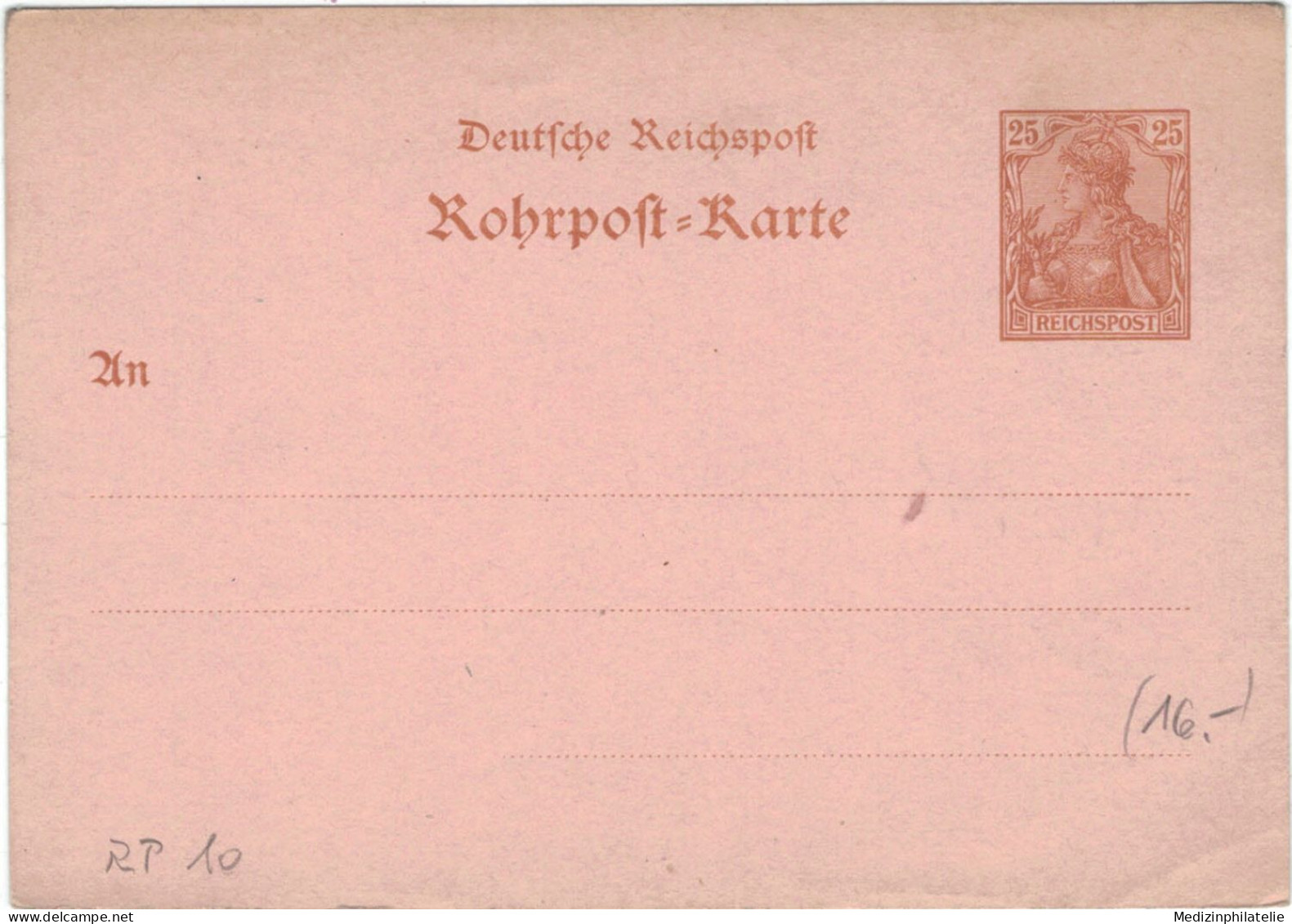 Rohrpost-Karte 25 Pf. Germania - Ungebraucht - 10 - Postcards