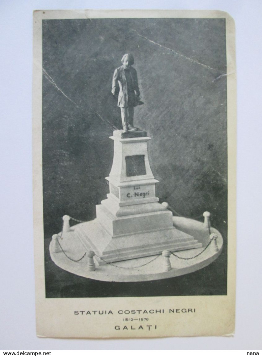 Romania-Galați:Statue De La Costache Negri Carte Post.vers 1910/Costache Negri Statue Unused Postcard About 1910 - Rumänien