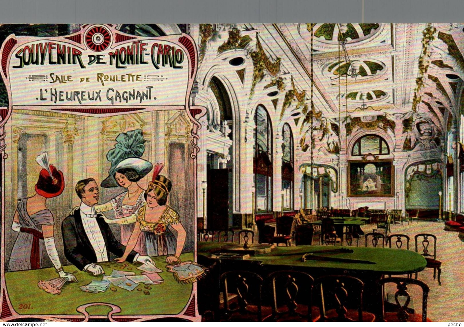 N°1225 W -cpa Souvenir De Monte Carlo -l'heureux Gagnant- - Casinos