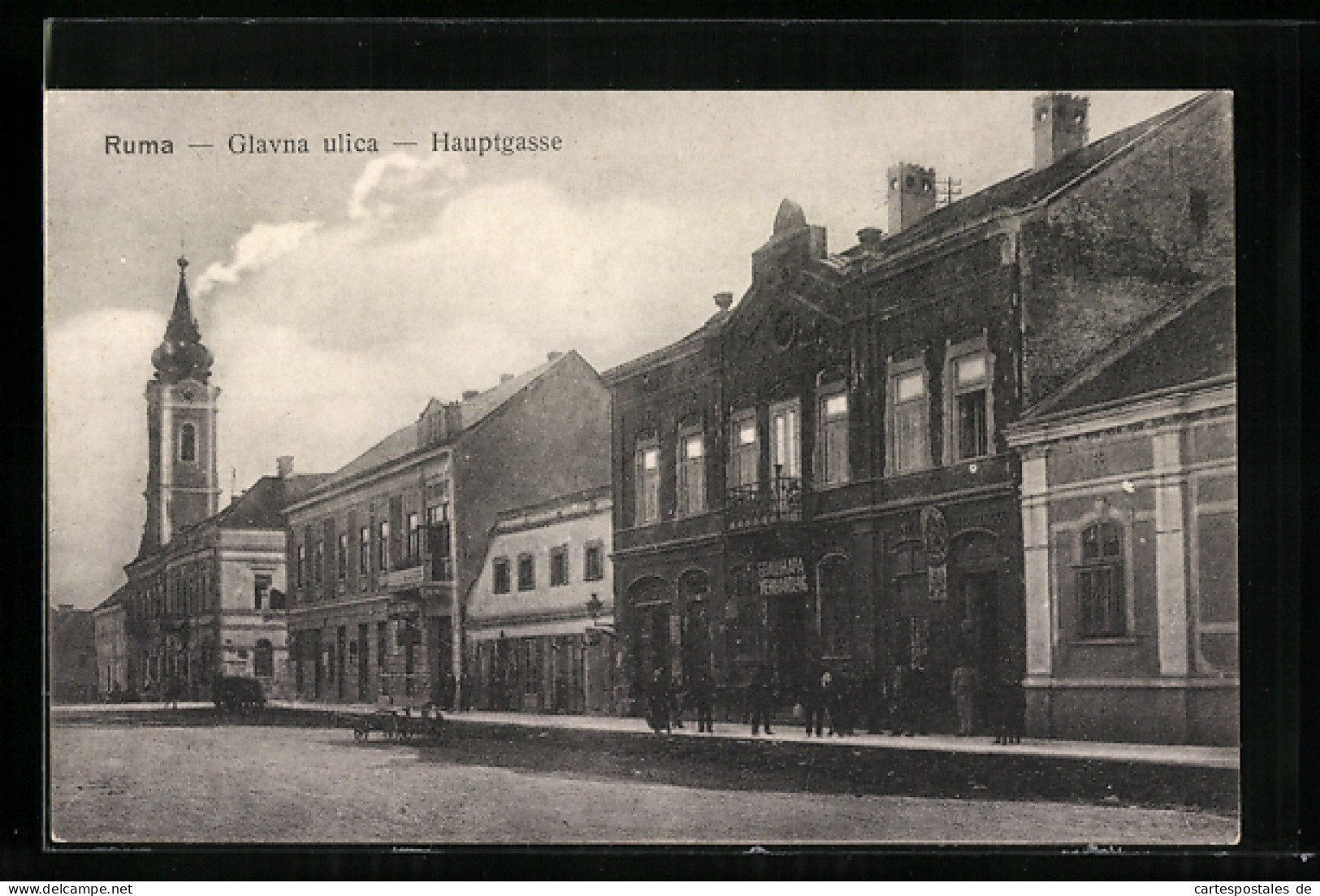 AK Ruma, Hauptgasse Mit Mehlhandlung Und Kirche  - Serbie