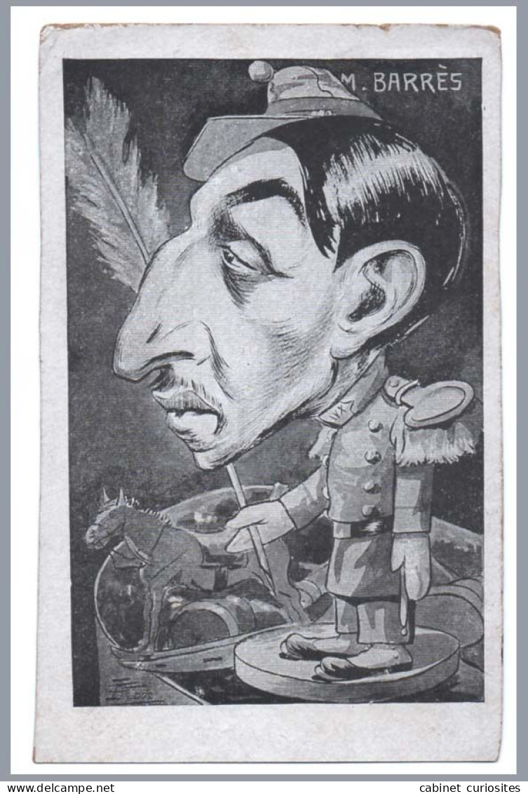 Maurice Barrès - Caricature - Belle Illustration Satirique - Politique - Plume D'écrivain - Satirische