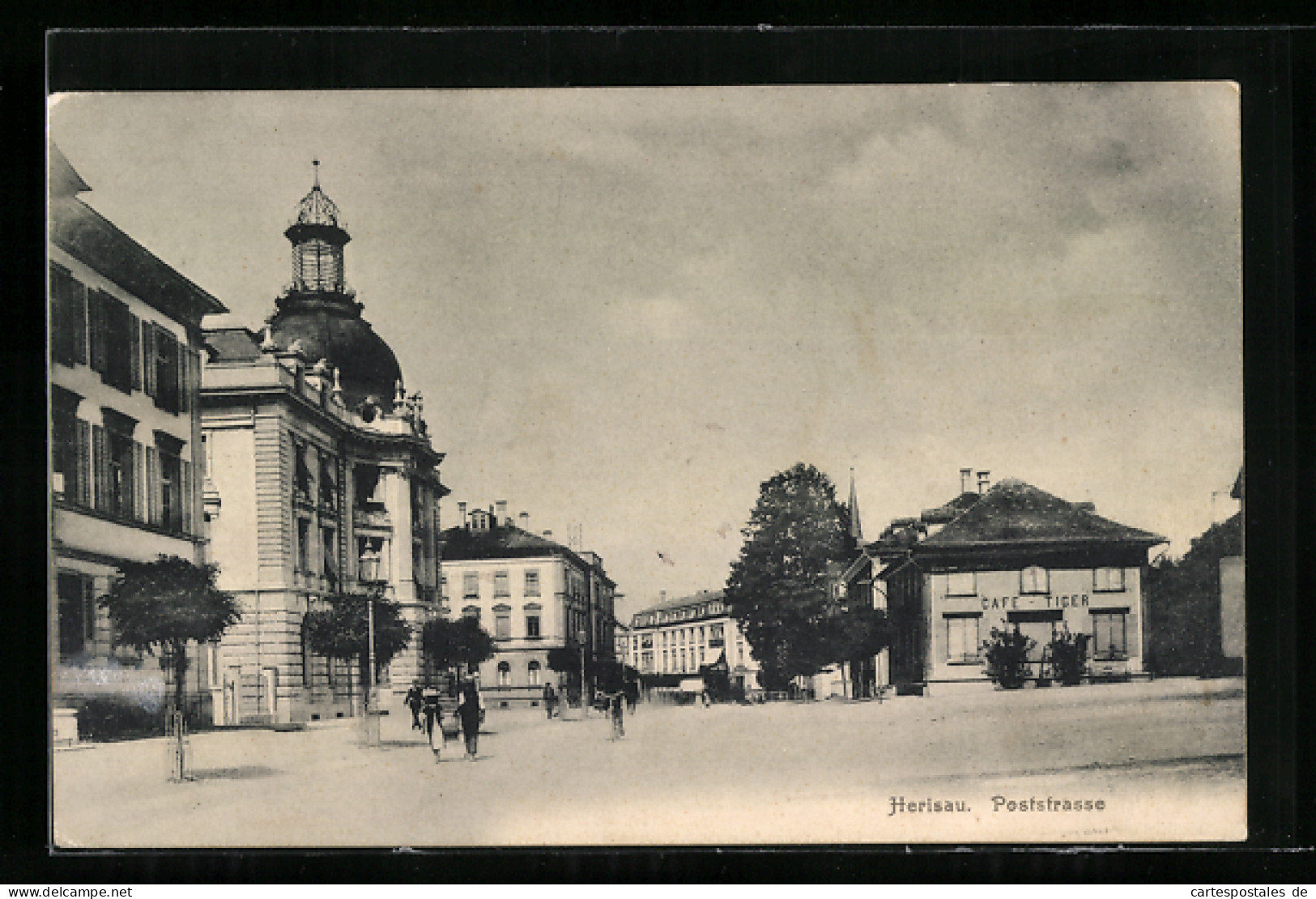 AK Herisau, Poststrasse Mit Cafe Tiger  - Herisau