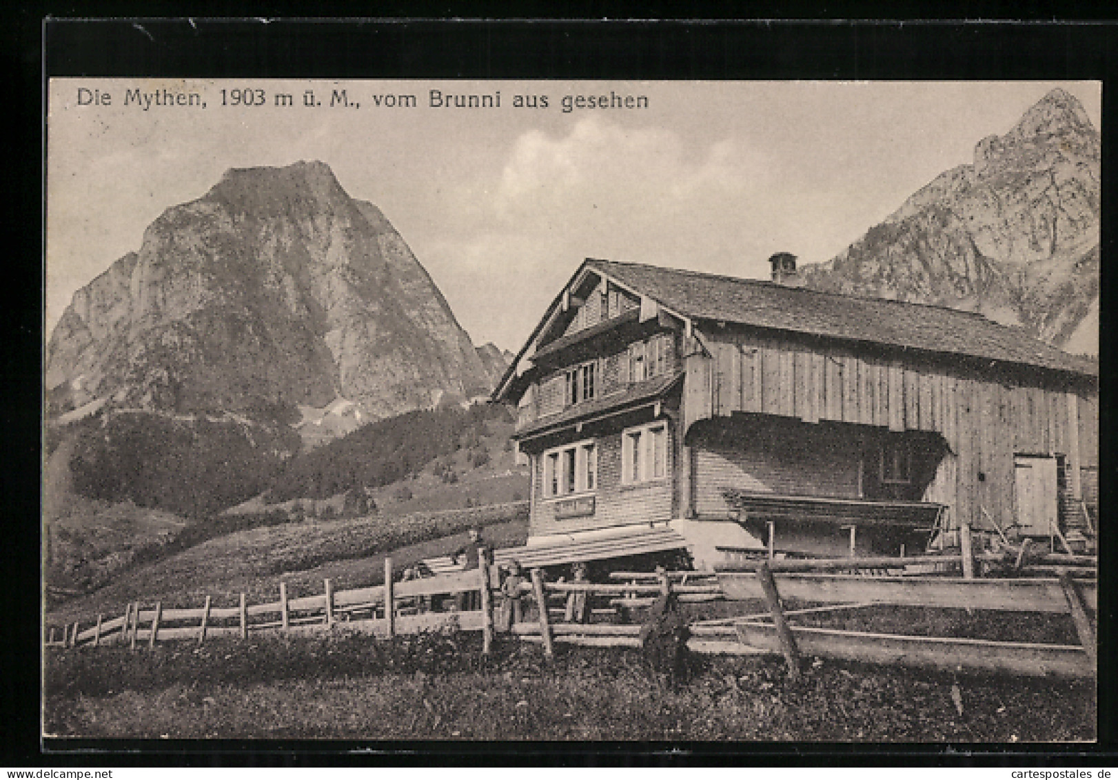 AK Brunni-Alpthal, Die Mythen, Vom Brunni Aus Gesehen  - Alpthal