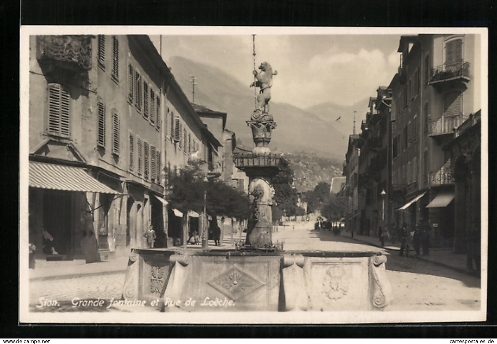 AK Sion, Grande Fontaine Et Rue De Loèche  - Sion