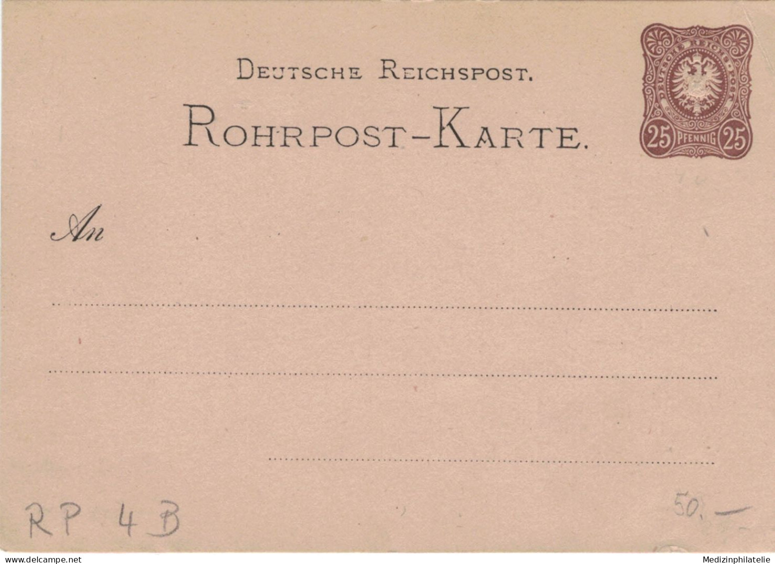 Rohrpost-Karte 25 Pf. Adler In Ellipse - Ungebraucht - 4 B - Cartes Postales