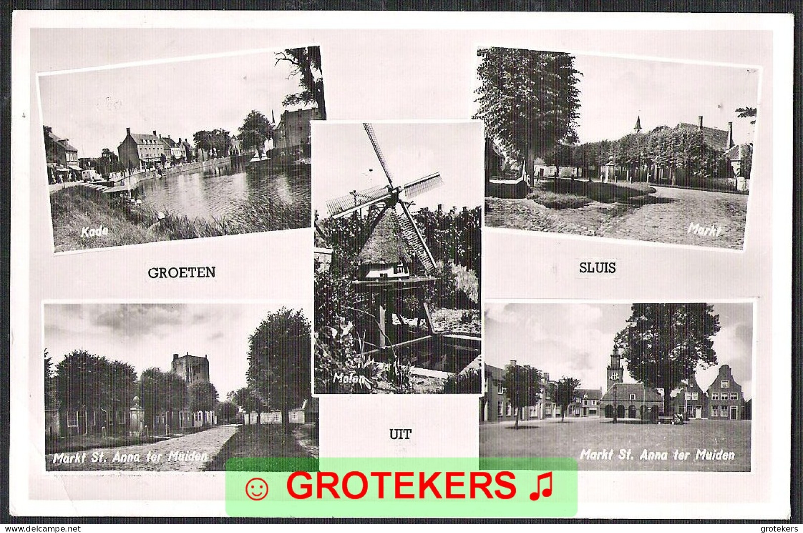 SLUIS Groeten Uit 5-luik 1954 - Sluis