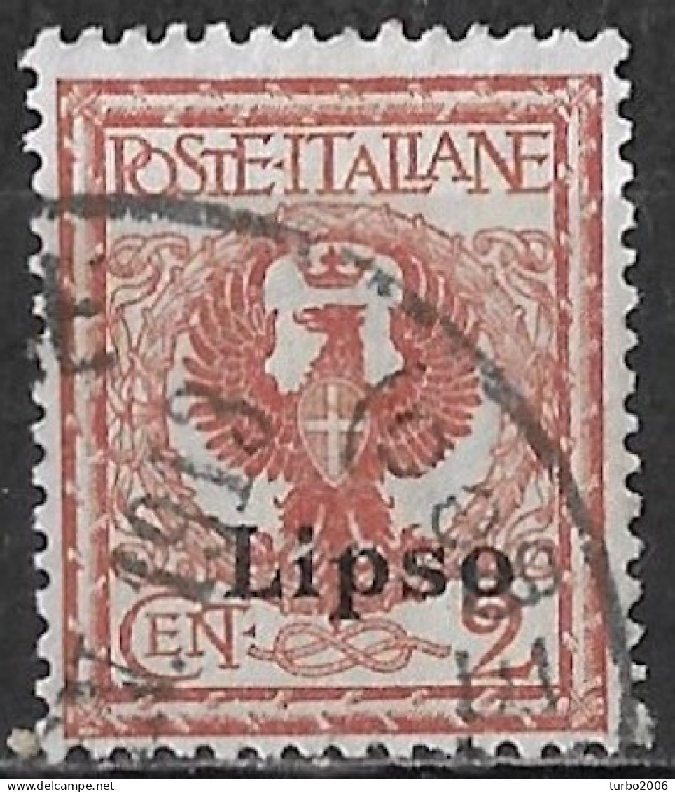 DODECANESE 1912 Black Overprint LIPSO On Italian Stamps 2 C Redbrown Vl. 1 - Dodecanese