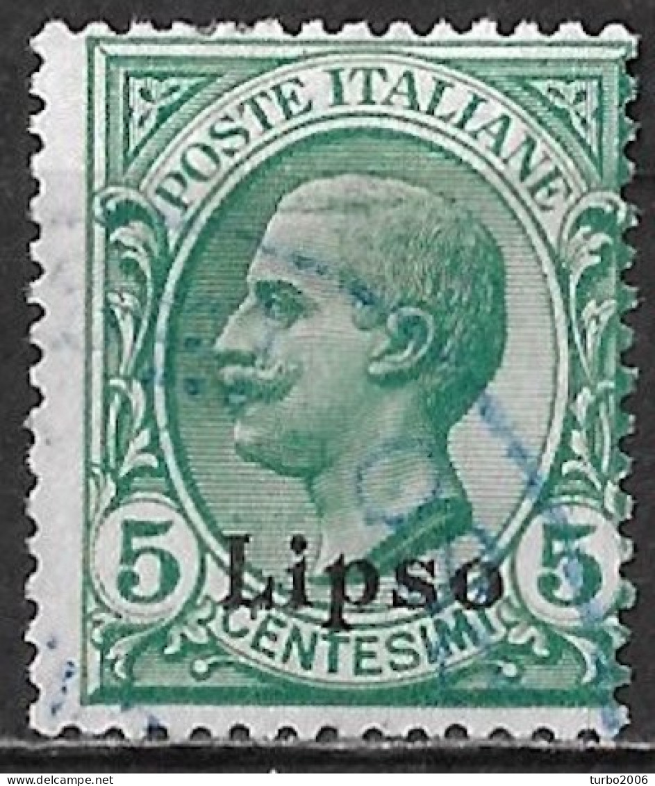 DODECANESE 1912 Black Overprint LIPSO On Italian Stamps 5 C Green Vl. 2 - Dodecanese