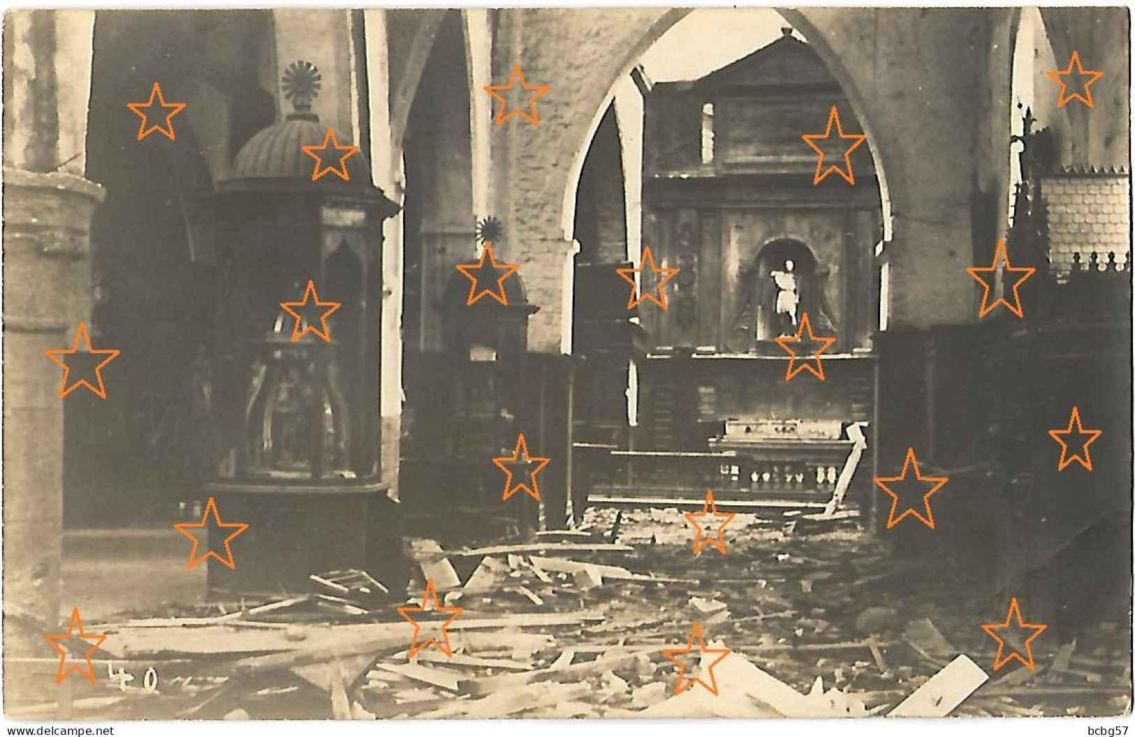 DEULEMONT Secteur Armentières Carte Photo Allemande Intérieur De L'église 1915 Guerre 14-18, WW1 - Sonstige & Ohne Zuordnung