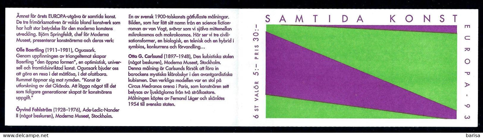 Sweden 1993: Euopa - Contemporary Art ** MNH - 1993