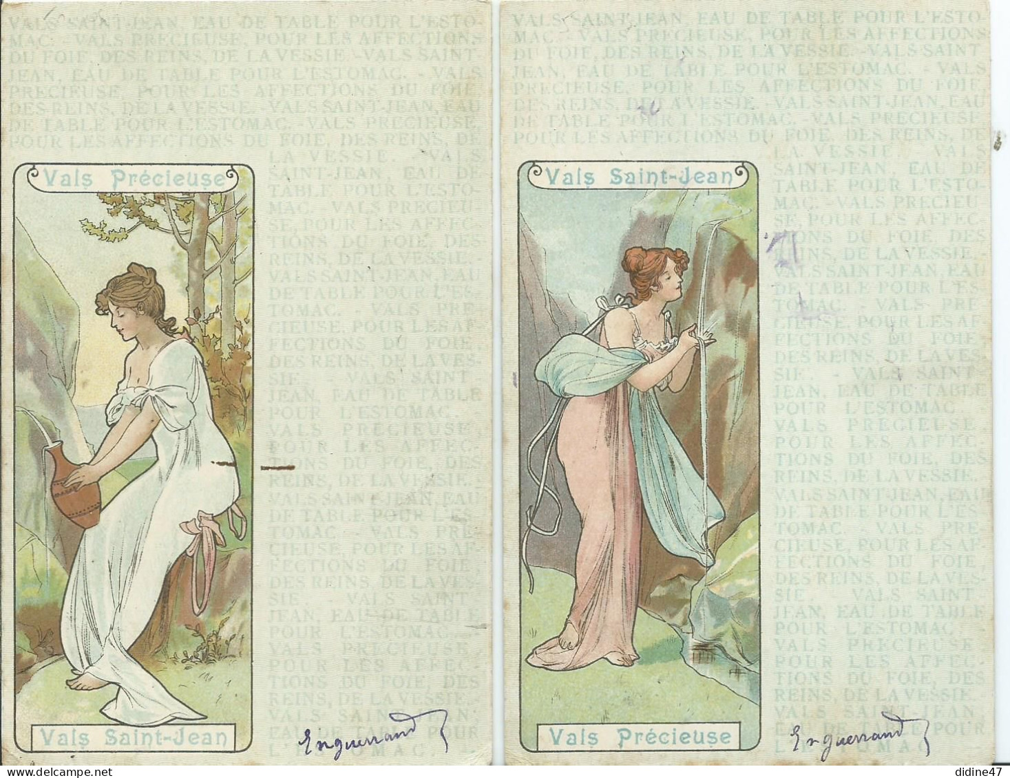 CARTE FANTAISIE ILLUSTRATION ART NOUVEAU- VALS SAINT JEAN - FEMME Dans Le Genre Mucha- Lot De 2 - Frauen