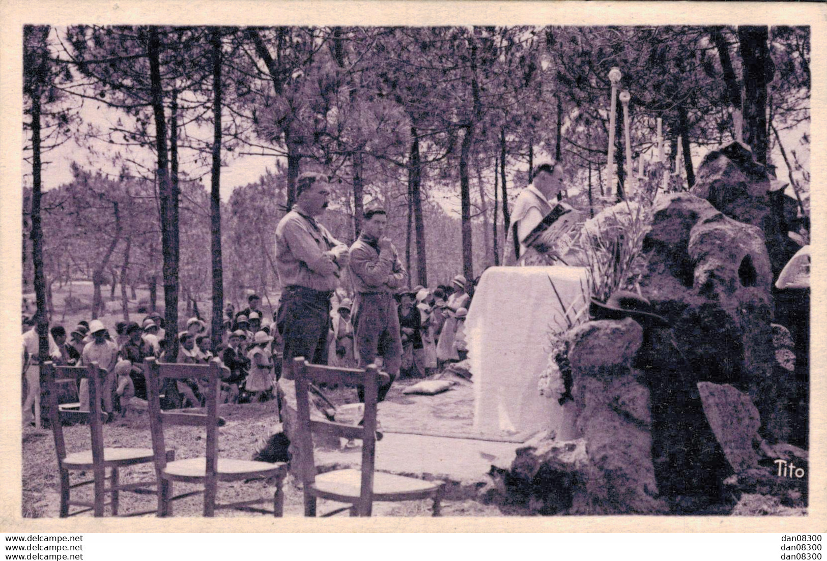 33 CENTRE DE VACANCES DE L'ATLANTIQUE LACANAU OCEAN CEREMONIE D'INAUGURATION DE L'AUTEL SUR LA DUNE 10 JUILLET 1930 - Sonstige & Ohne Zuordnung