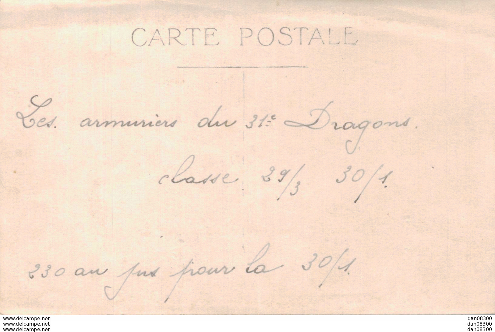 CARTE PHOTO NON IDENTIFIEE REPRESENTANT LES ARMURIERS DU 31 Eme  DRAGONS - To Identify