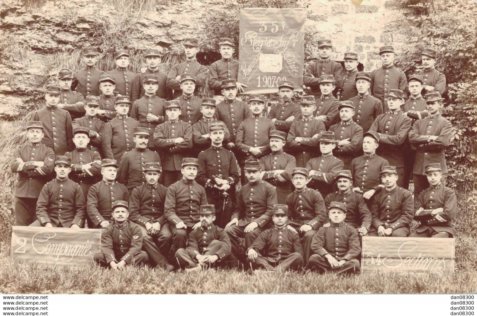 CARTE PHOTO NON IDENTIFIEE REPRESENTANT LE 35 Eme REGIMENT D'INFANTERIE EN 1907 1908 - To Identify