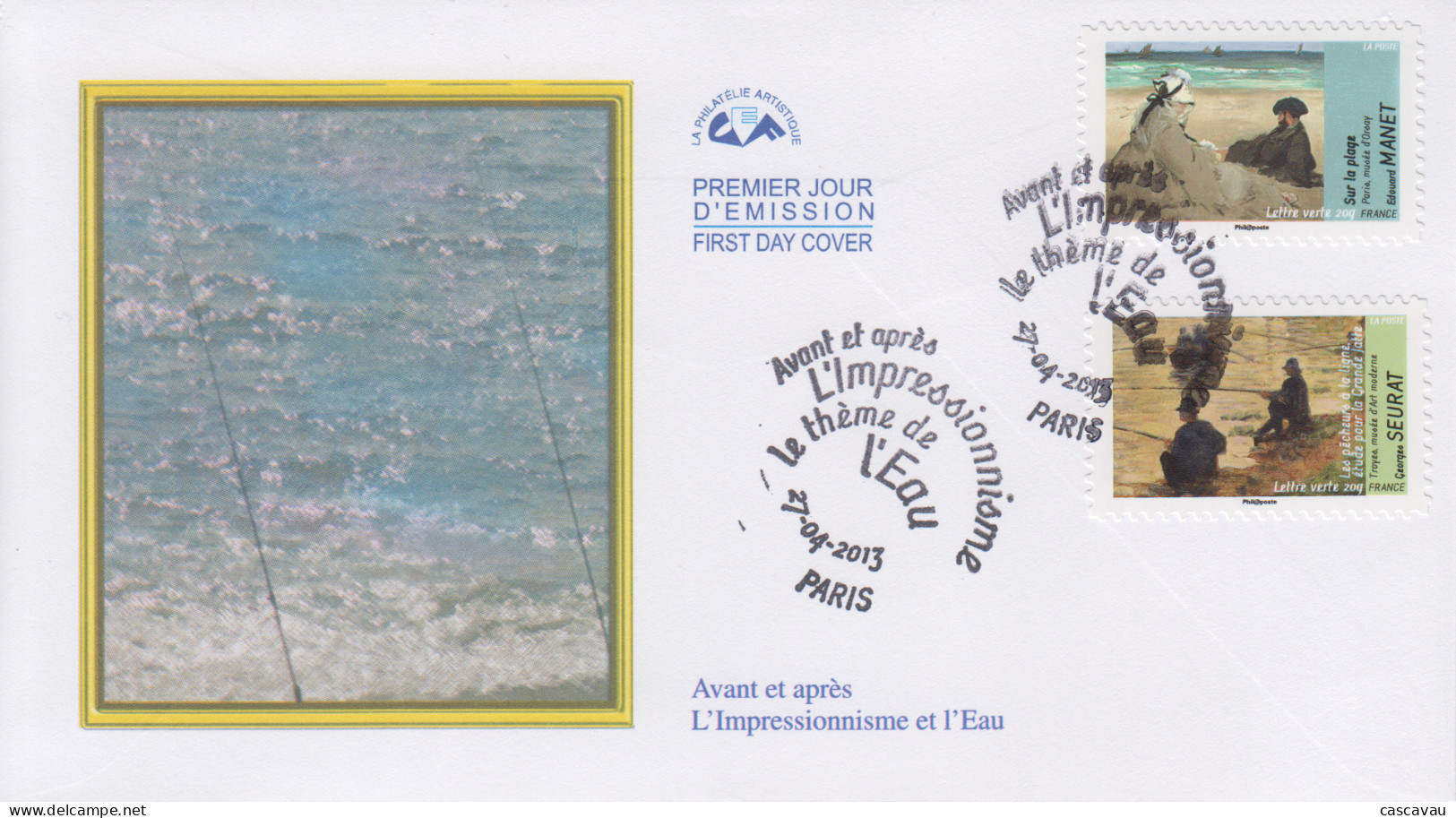 Enveloppe  FDC  1er  Jour   FRANCE    Avant  Et  Aprés  L'  IMPRESSIONNISME  Et  L'EAU    2013 - 2010-2019