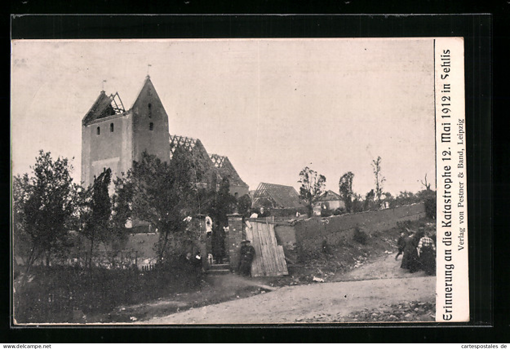 AK Sehlis, Zerstörungen An Der Kirche Nach Unwetter Vom 12.5.1912  - Floods