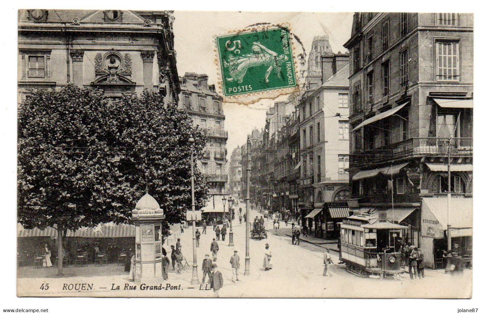 CPA  76    ROUEN   1914   LA RUE GRAND PONT   TRAMWAY - Rouen