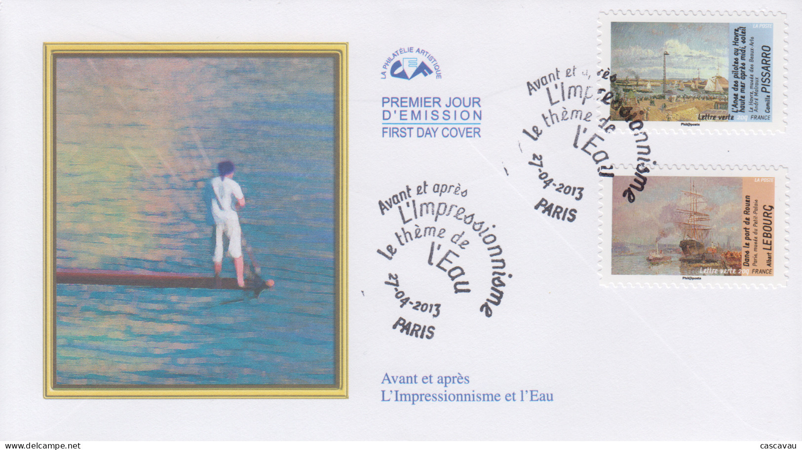 Enveloppe  FDC  1er  Jour   FRANCE    Avant  Et  Aprés  L'  IMPRESSIONNISME  Et  L'EAU    2013 - 2010-2019