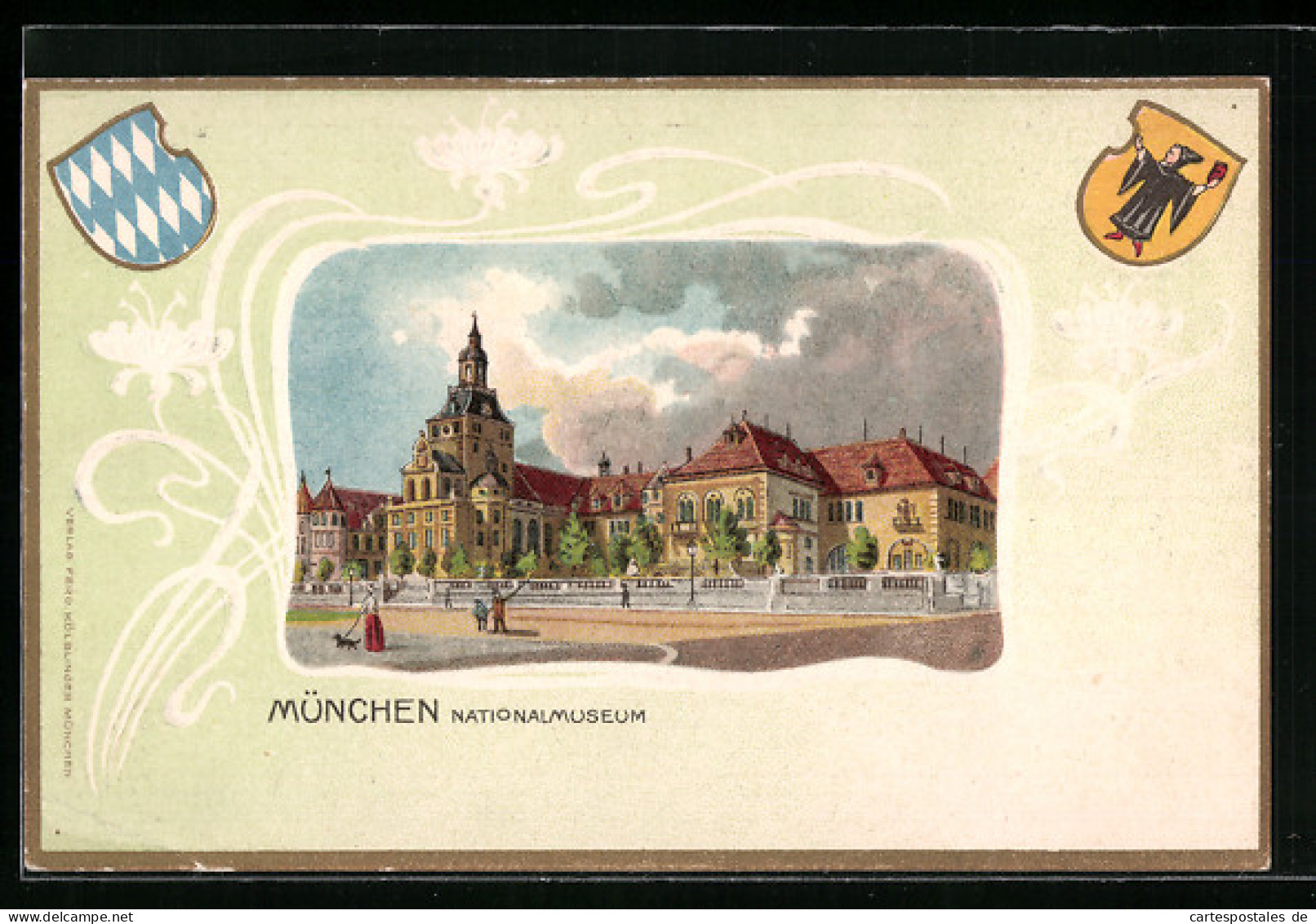 Passepartout-Lithographie München, Nationalmuseum, Wappen Mit Münchner Kindl  - München