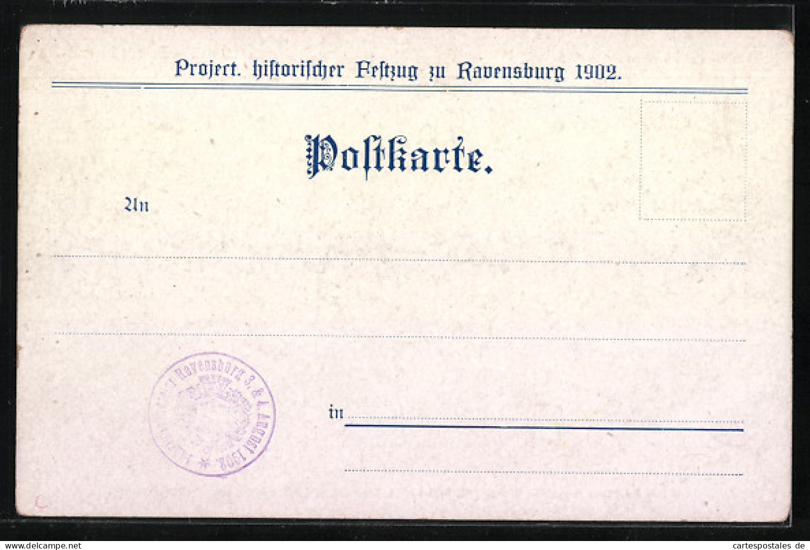 AK Ravensburg, Project. Histor. Festzug 1902, No. 2, Pfahlbauern  - Autres & Non Classés