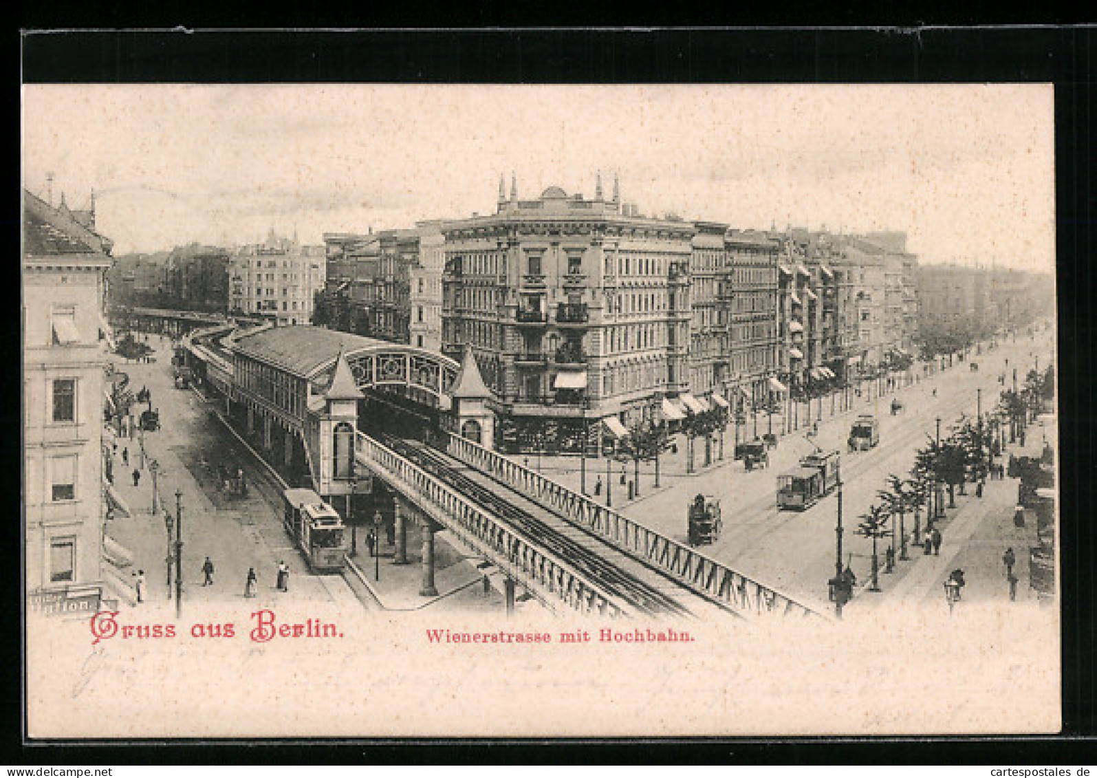 AK Berlin-Kreuzberg, Wienerstrasse Mit Hochbahn Und Strassenbahn  - Kreuzberg