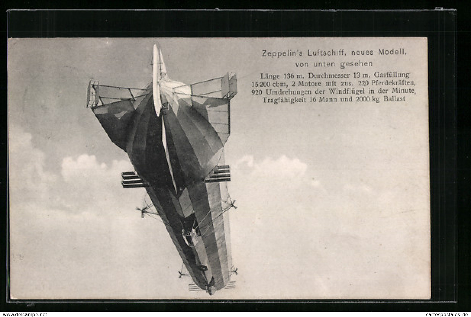 AK Zeppelin`s Luftschiff, Neues Modell Von Unten Gesehen  - Airships