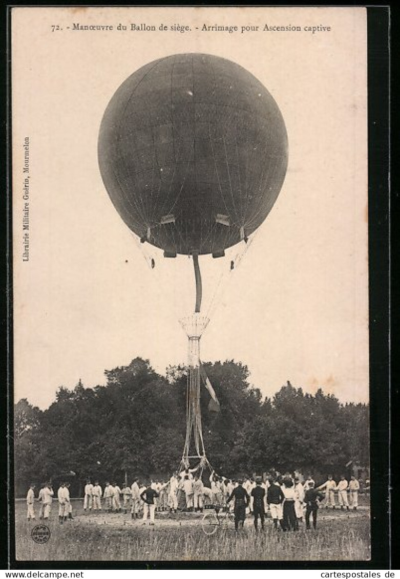 AK Manoeuvre De Ballon De Siege, Arrimage Pour Ascension Captive  - Luchtballon