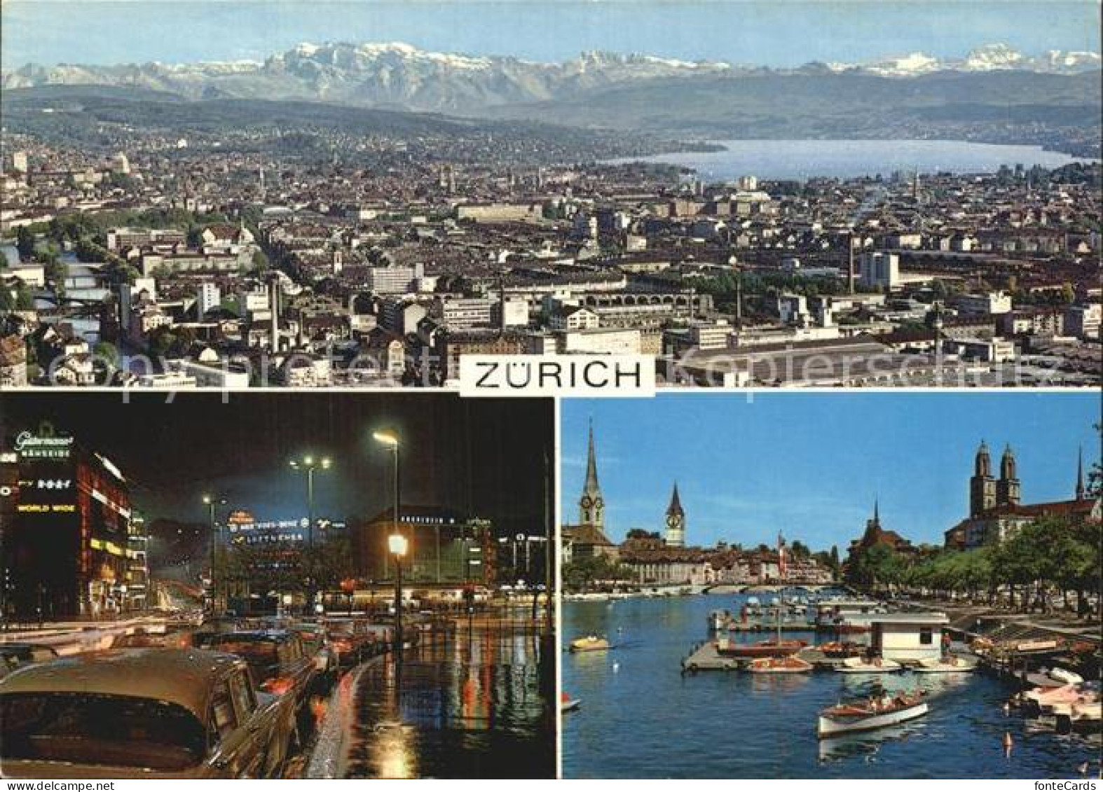 12439351 Zuerich ZH Gesamtansicht Mit Alpenpanorama Limmatquai Kirche Muenster N - Other & Unclassified