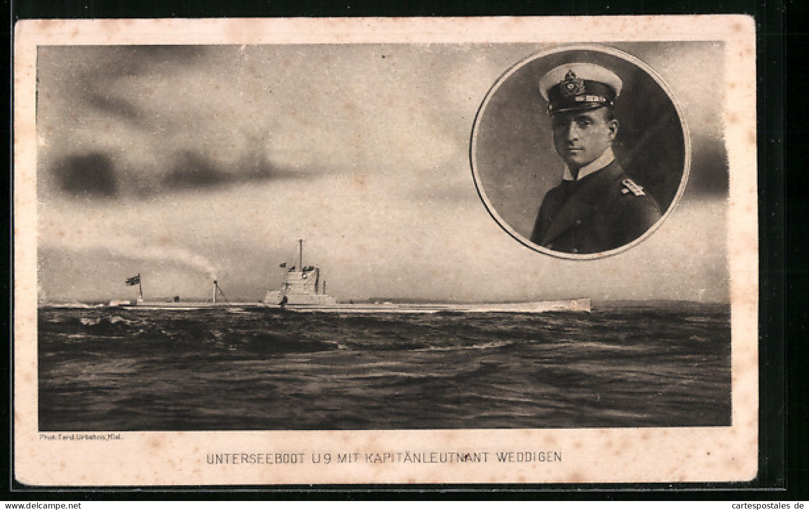 AK Unterseeboot U 9 Mit Kapitänleutnant Weddigen  - Krieg