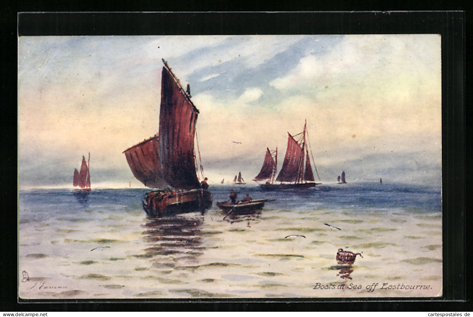 Künstler-AK Raphael Tuck & Sons Nr. 6277: Eastburne, Boats At Sea Off Eastburne  - Tuck, Raphael