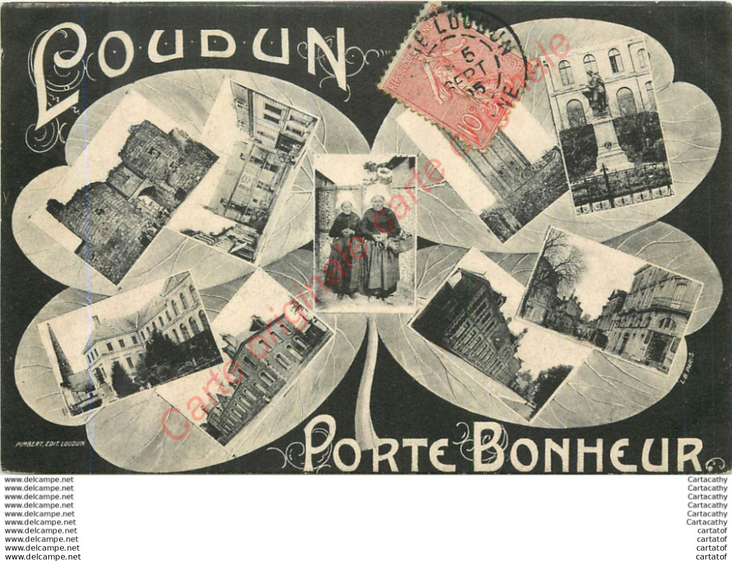 86.  LOUDUN .  PORTE BONHEUR .  CPA Multivues . - Loudun