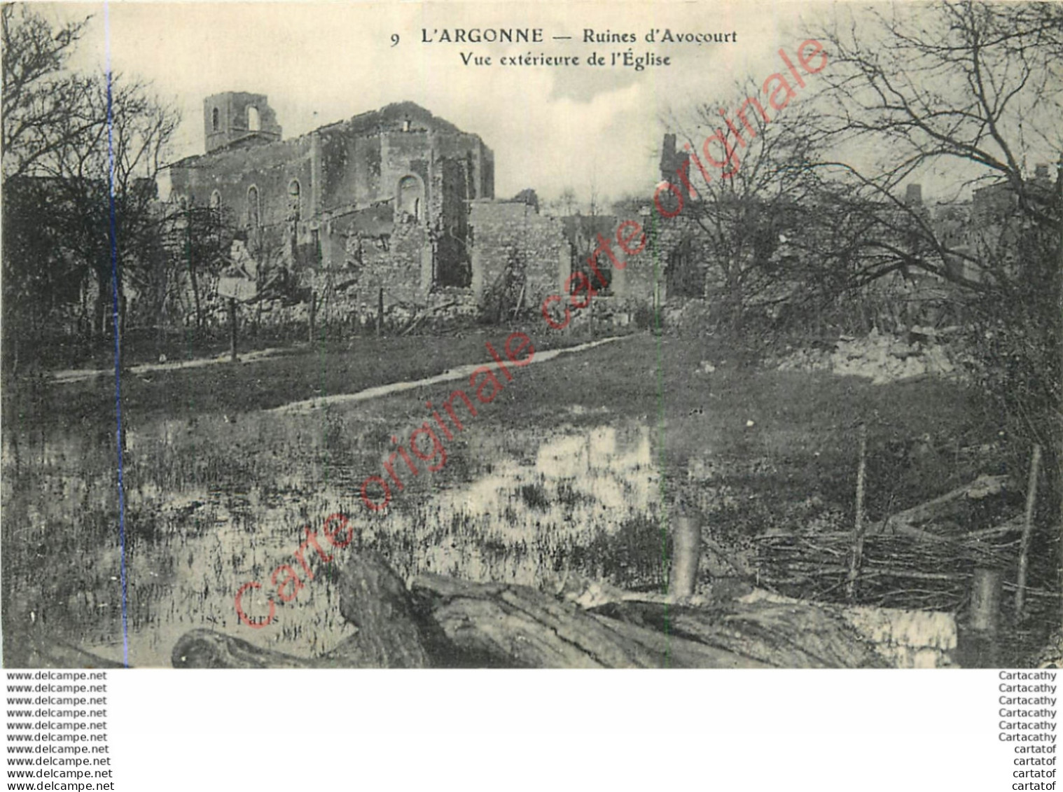 55.  L'ARGONNE .  Ruines D'AVOCOURT .  Vue Extérieure De L'Egise . - Autres & Non Classés