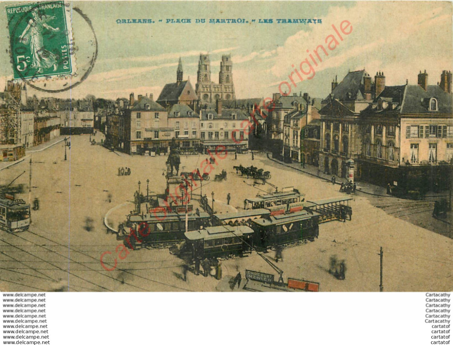 45.  ORLEANS .  Place Du Martroi .  Les Tramways . - Orleans