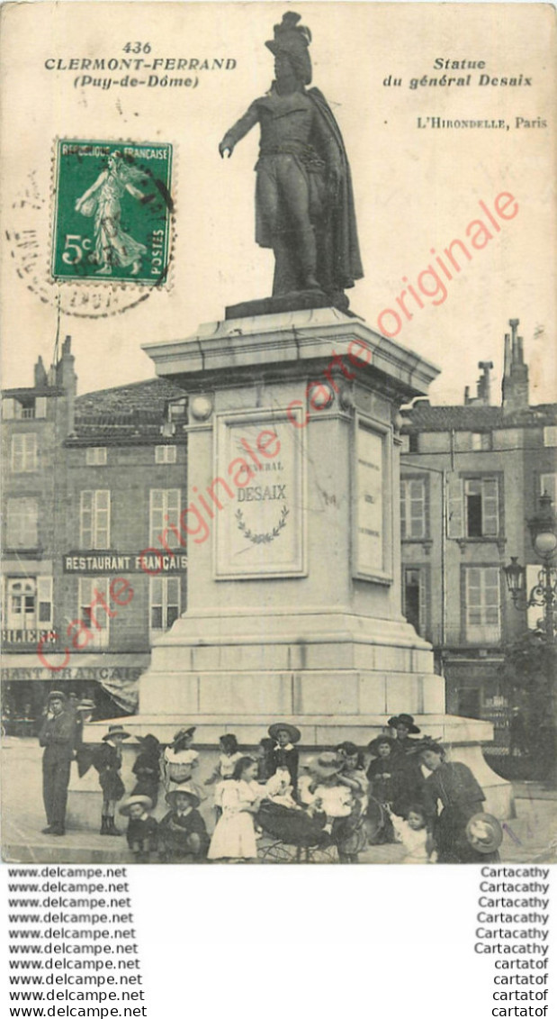 63.  CLERMONT FERRAND .  Statue Du Général Desaix . CPA Animée . - Clermont Ferrand