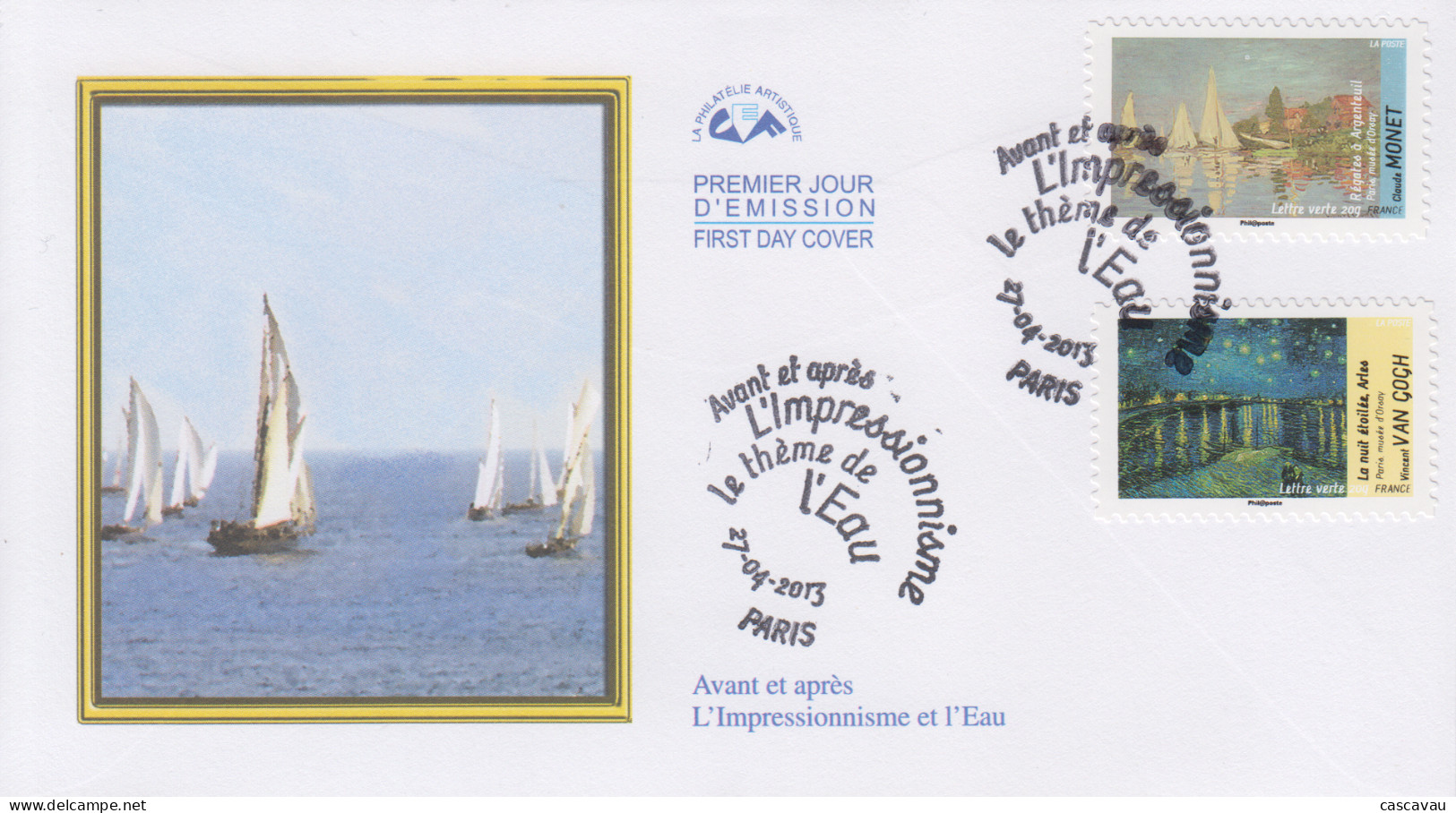 Enveloppe  FDC  1er  Jour   FRANCE    Avant  Et  Aprés  L'  IMPRESSIONNISME  Et  L'EAU    2013 - 2010-2019