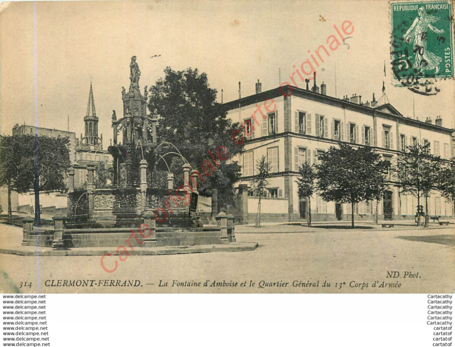 63.  CLERMONT FERRAND .  La Fontaine D'Amboise Et Le Quartier Général Du 13e Corps D'Armée . - Clermont Ferrand