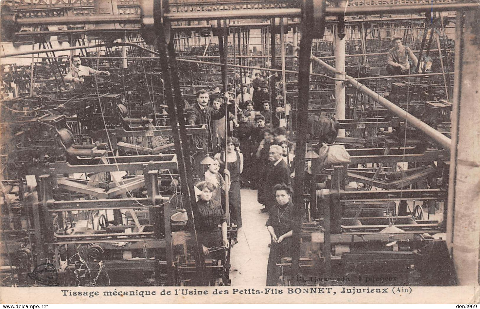 JUJURIEUX (Ain) - Tissage Mécanique De L'Usine Des Petits-Fils Bonnet, Voyagé 1918 (2 Scans) Saint-Claude Place Voltaire - Ohne Zuordnung