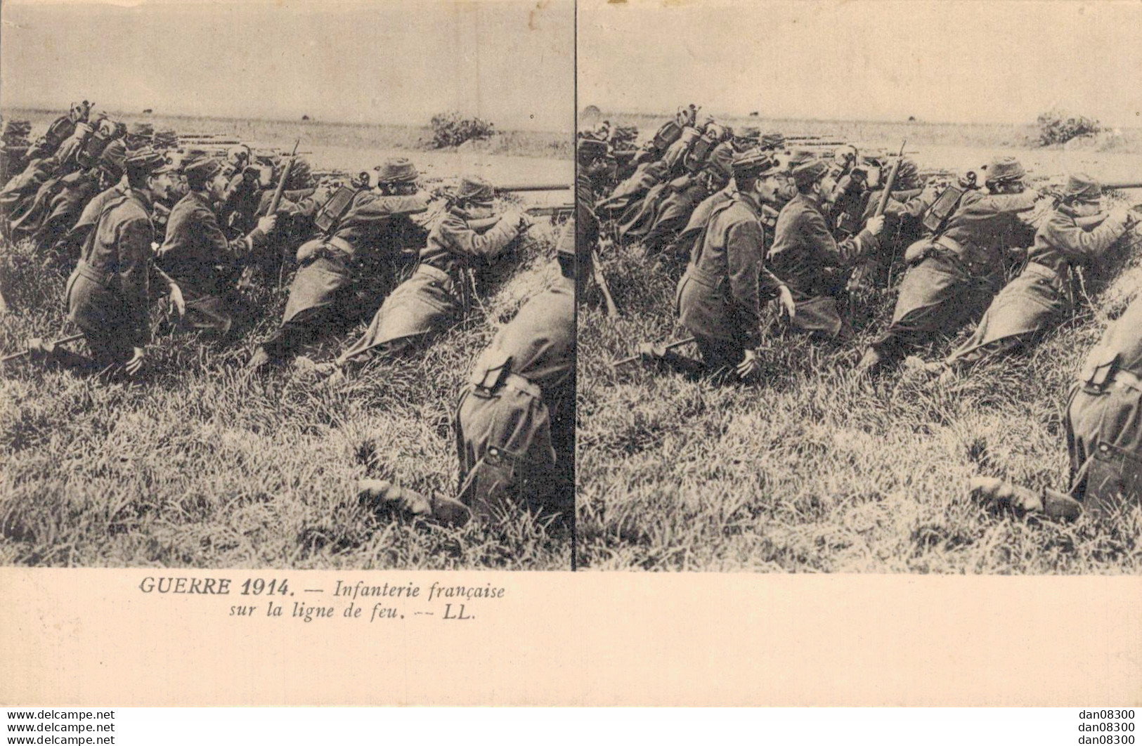 RARE GUERRE 1914 INFANTERIE FRANCAISE SUR LA LIGNE DE FEU CARTE STEREOSCOPIQUE - Estereoscópicas