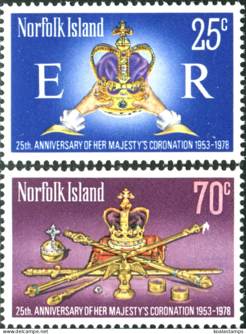 Norfolk Island 1978 SG207-208 QEII Coronation Set MNH - Ile Norfolk