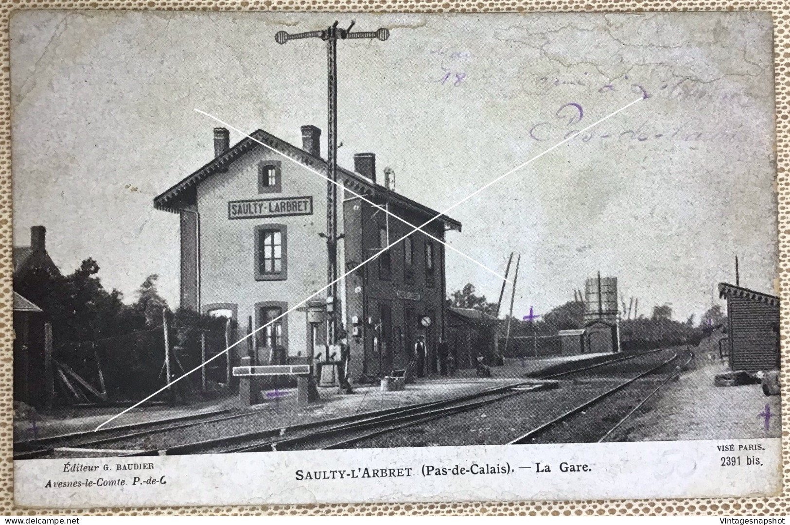SAULTY-l’ARBRET ( FR 62) La Gare CP édit Baudier Vers 1915 WW1 Période - Desvres