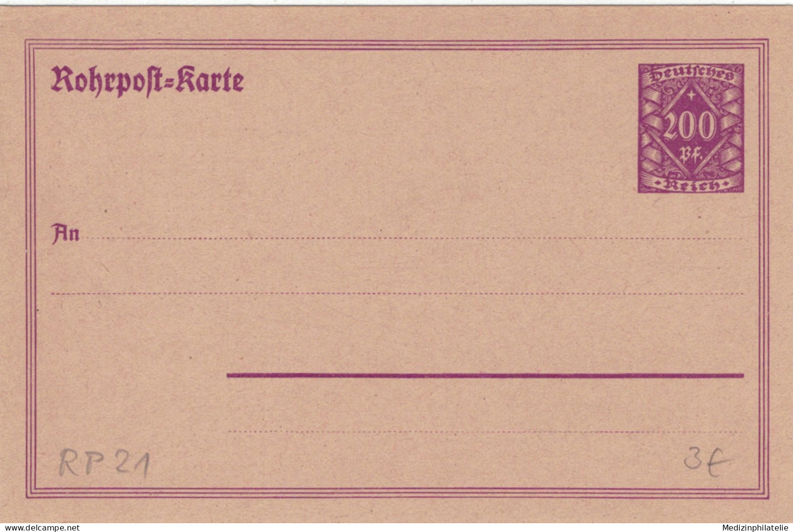 Rohrpost-Karte 200 Pf. Grosse Wertziffer In Raute - Ungebraucht - Postkarten