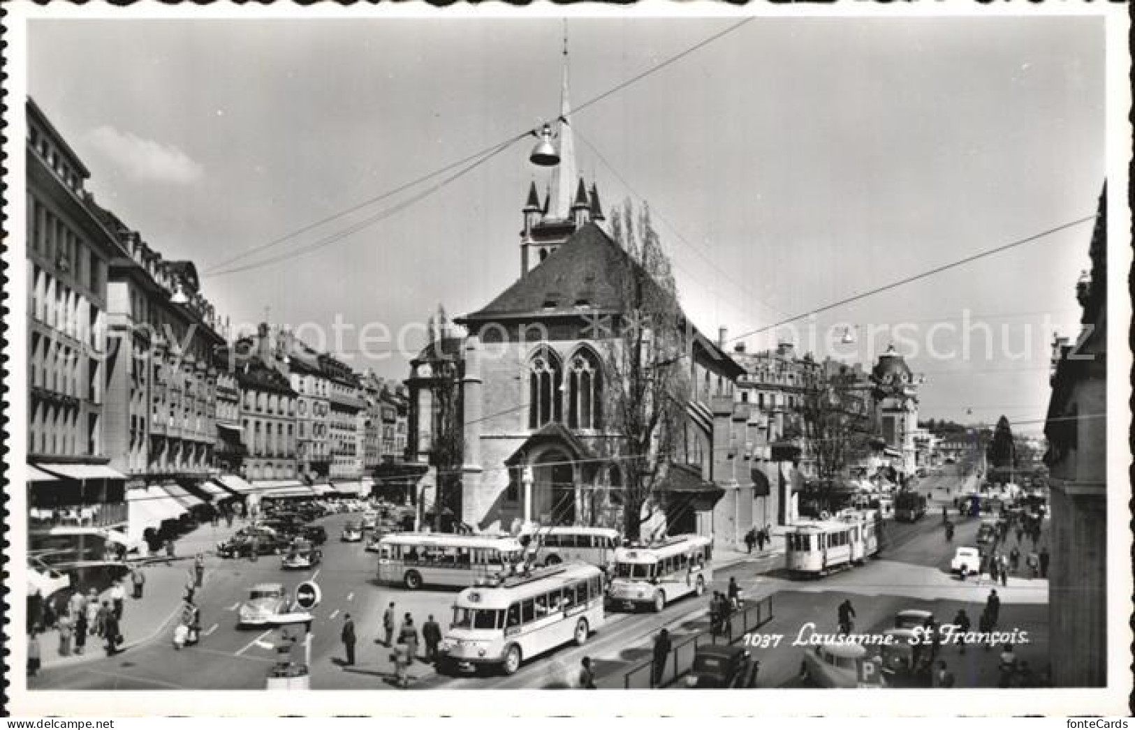 12428070 Lausanne VD Eglise St Francois Traffic Lausanne - Autres & Non Classés