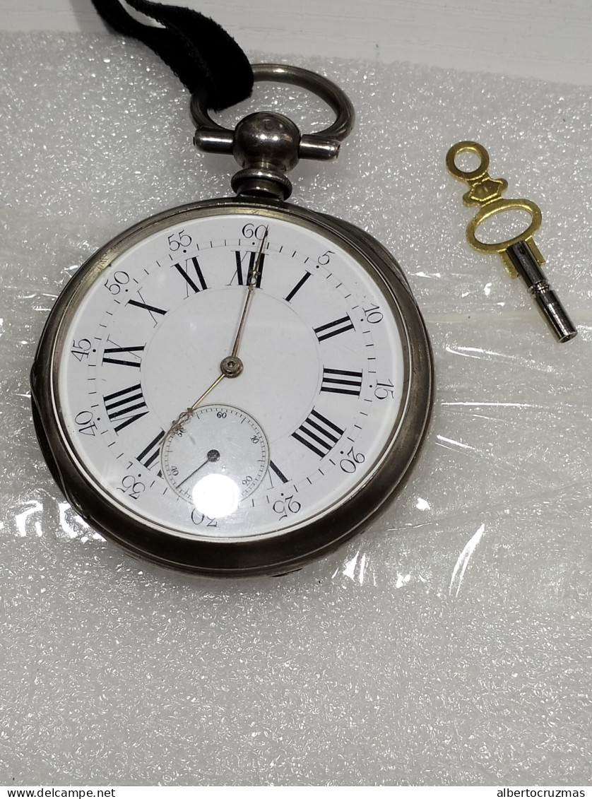 Reloj Ingles Bolsillos Masonico Ingles Plata 925 Siglo XIX Sellos Plata Y Mason - Colliers/Chaînes