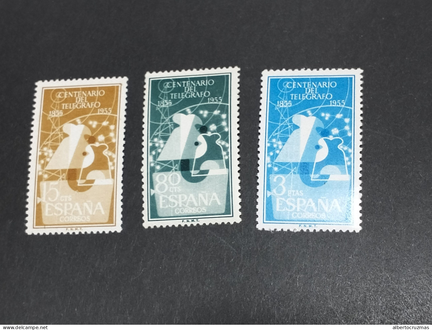 España SELLOS Centenario Telegrafos Edifil 1180/2 SELLOS Año 1955 Sellos Nuevos *** MNH - Unused Stamps