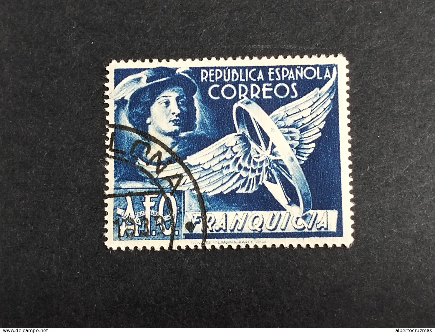 ESPAÑA SELLOS Republica Franquicia Postal   Año 1938 EDIFIL 12 Azul SELLOS Usados - Gebruikt