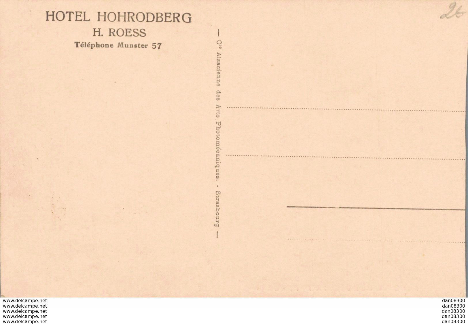 RARE  68 HOTEL HOHRODBERG H. ROESS - Other & Unclassified