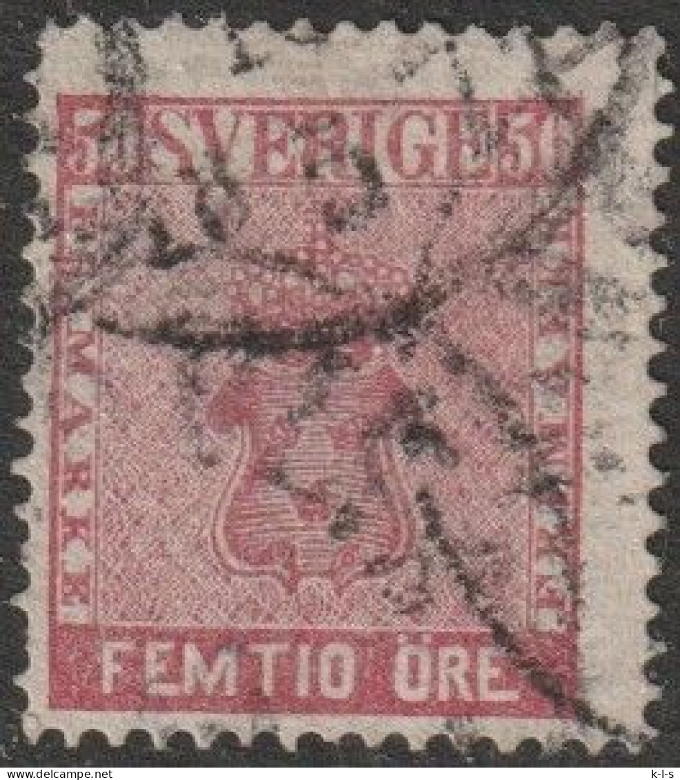 Schweden: 1865, Mi. Nr. 12, Freimarke: 50 Ö. Reichswappen. Wertangabe In Öre.  Gestpl./used - Used Stamps