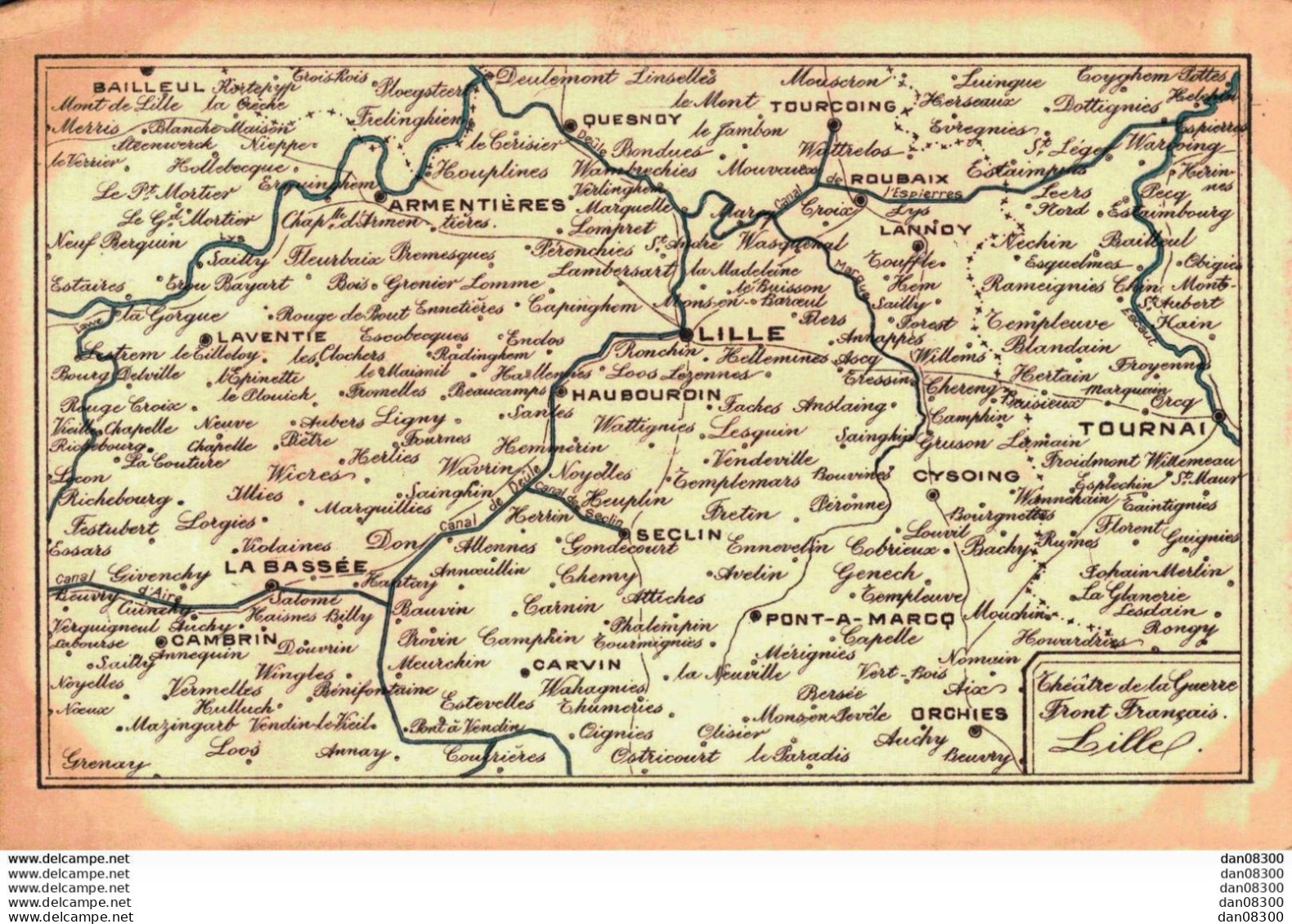 CARTE GEOGRAPHIQUE DU FRONT FRANCAIS A LILLE  THEATRE DE LA GUERRE - Guerre 1914-18